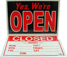 Shop Sign Open/Closed With Hours Laminated